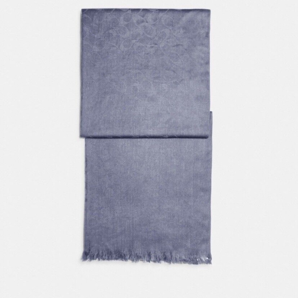 COACH NWT WOOL/SILK STONE BLUE SCARF